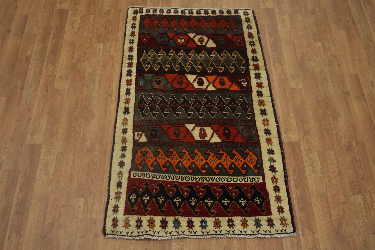 Geometric Gabbeh Persian Area Rug 3x5