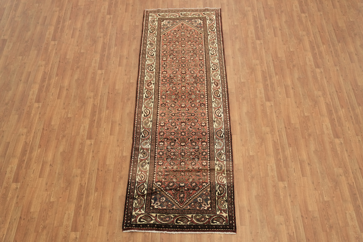 Vintage Wool Hamedan Persian Runner Rug 3x10