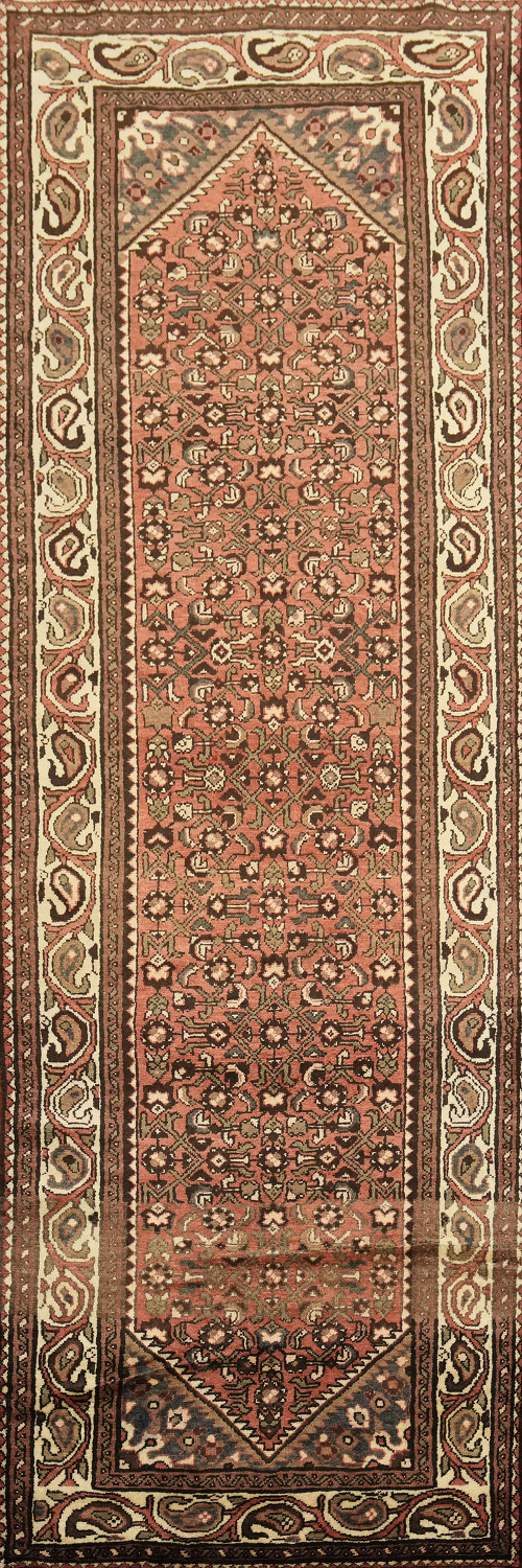 Vintage Wool Hamedan Persian Runner Rug 3x10