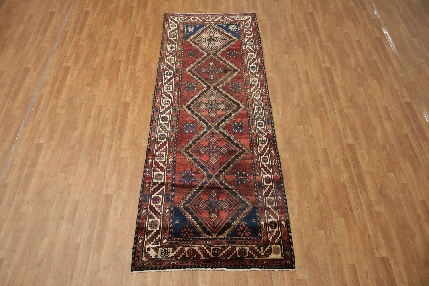 Geometric Hamedan Persian Runner Rug 4x10