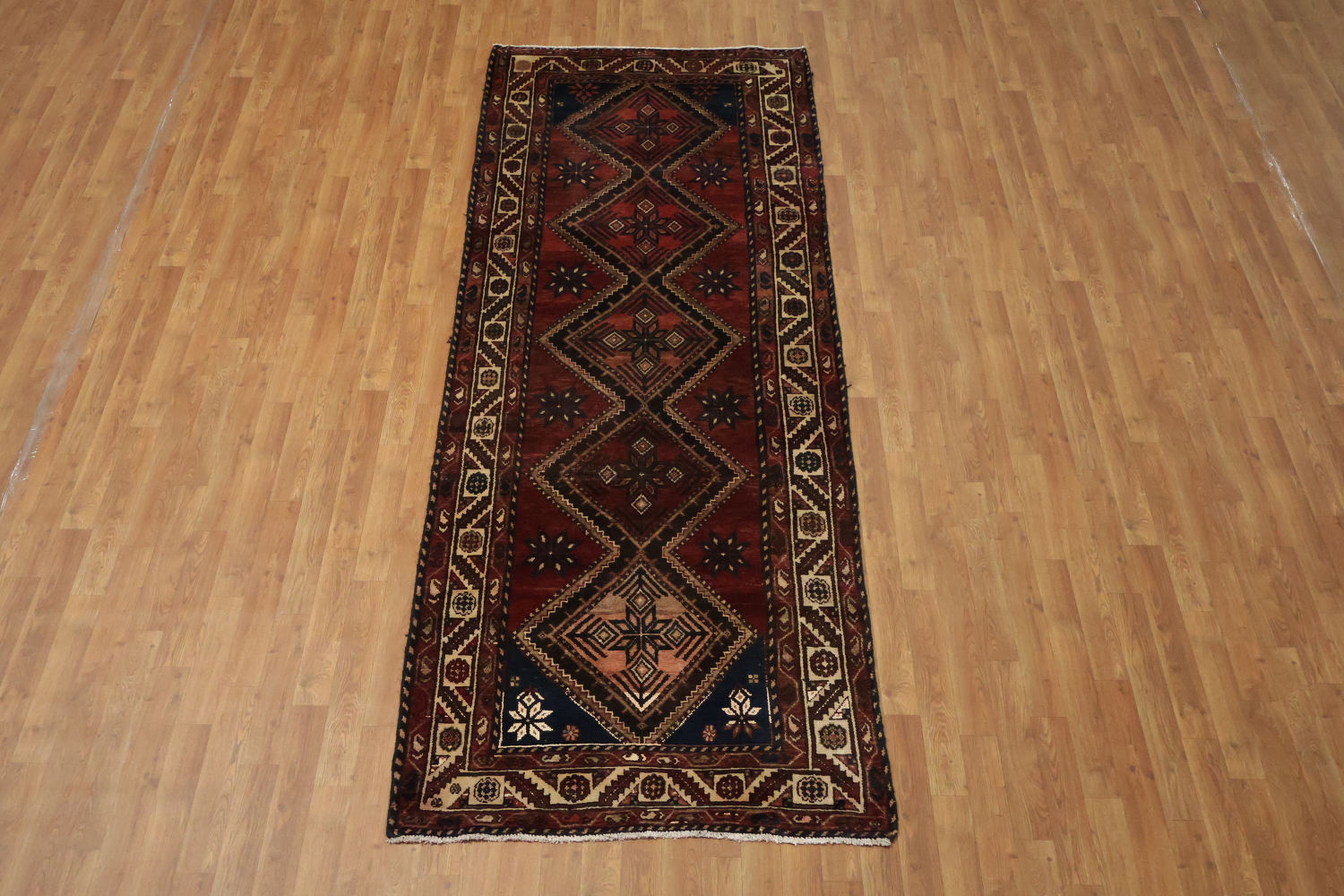 Geometric Hamedan Persian Runner Rug 4x10