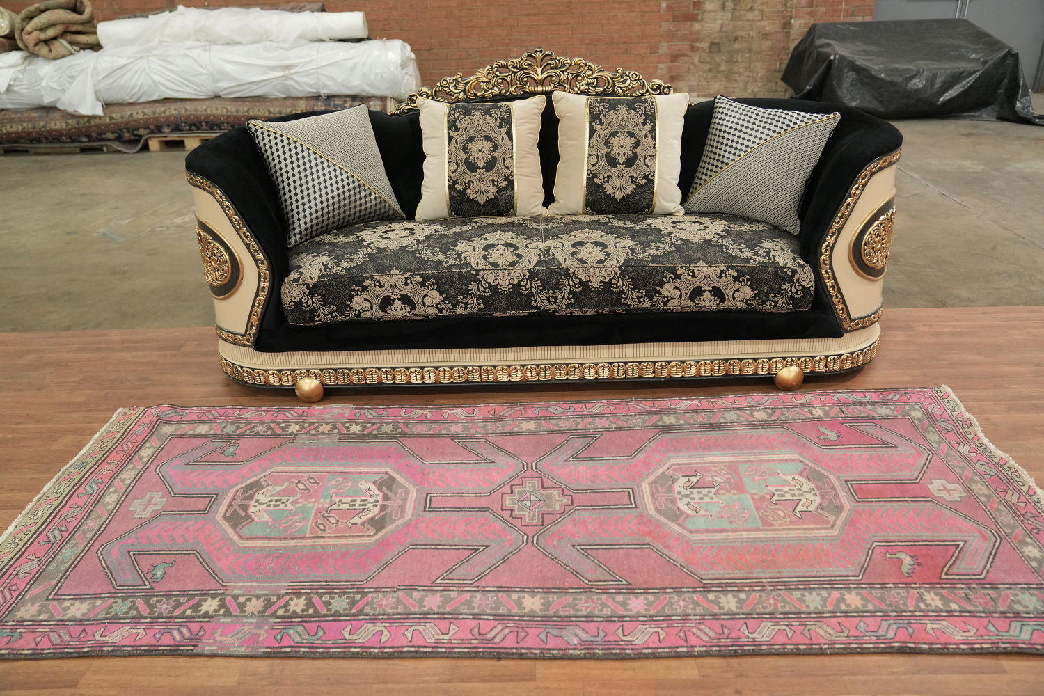 Tribal Fuchsia Meshkin Persian Runner Rug 4x9