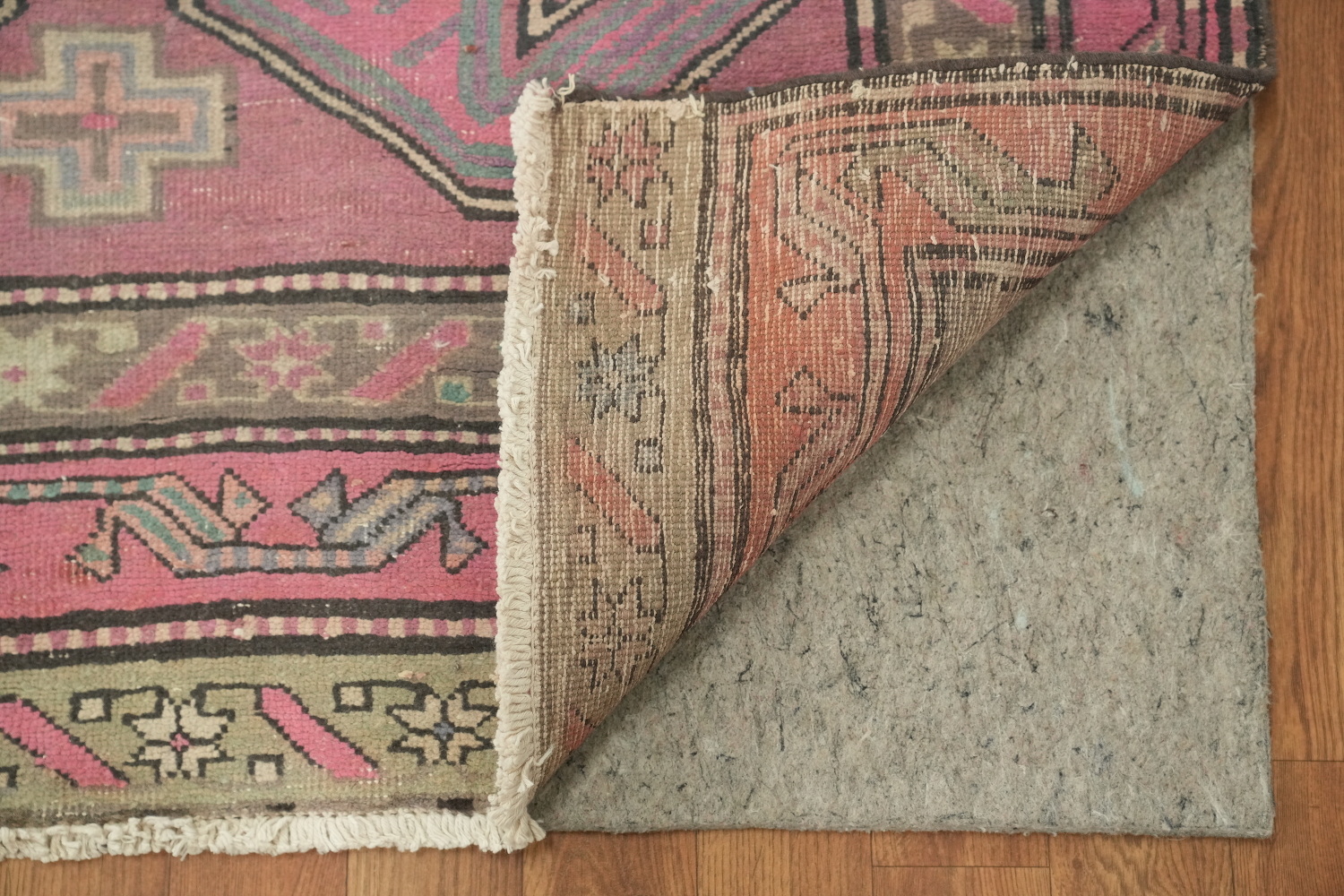 Tribal Fuchsia Meshkin Persian Runner Rug 4x9