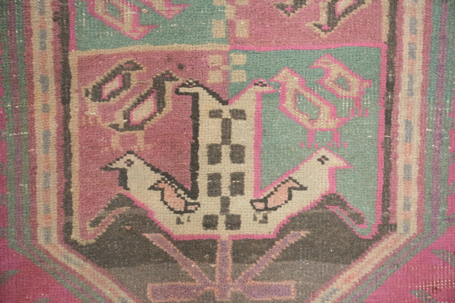 Tribal Fuchsia Meshkin Persian Runner Rug 4x9