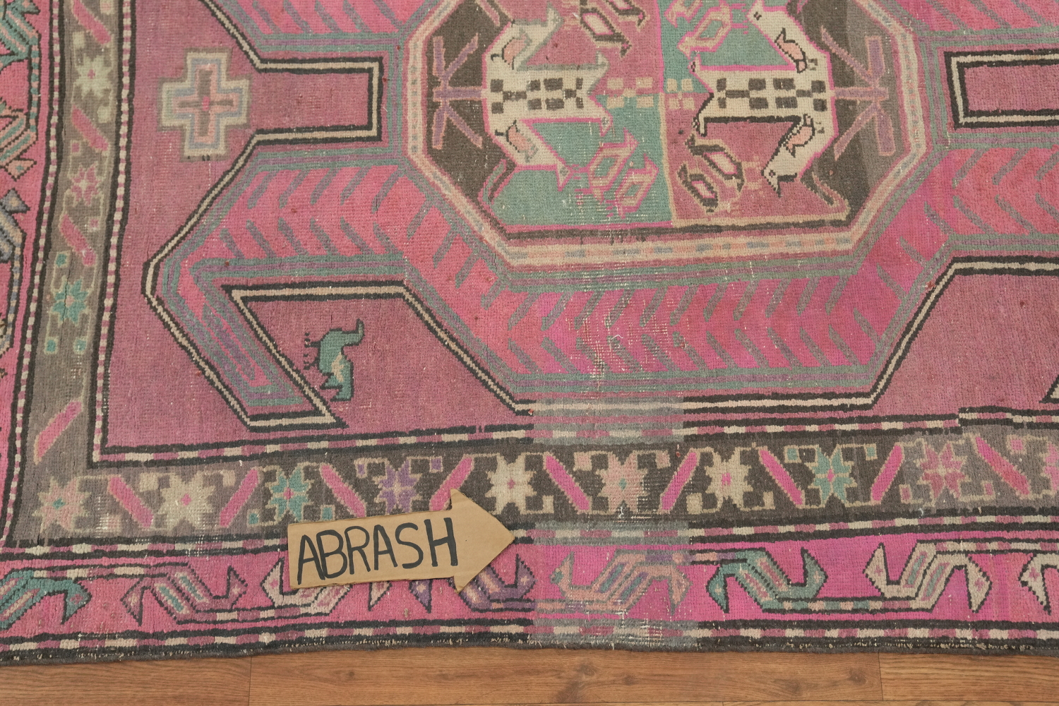 Tribal Fuchsia Meshkin Persian Runner Rug 4x9