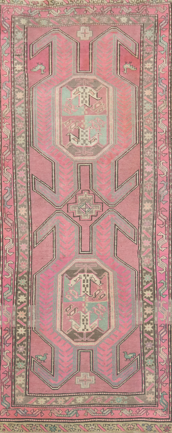 Tribal Fuchsia Meshkin Persian Runner Rug 4x9