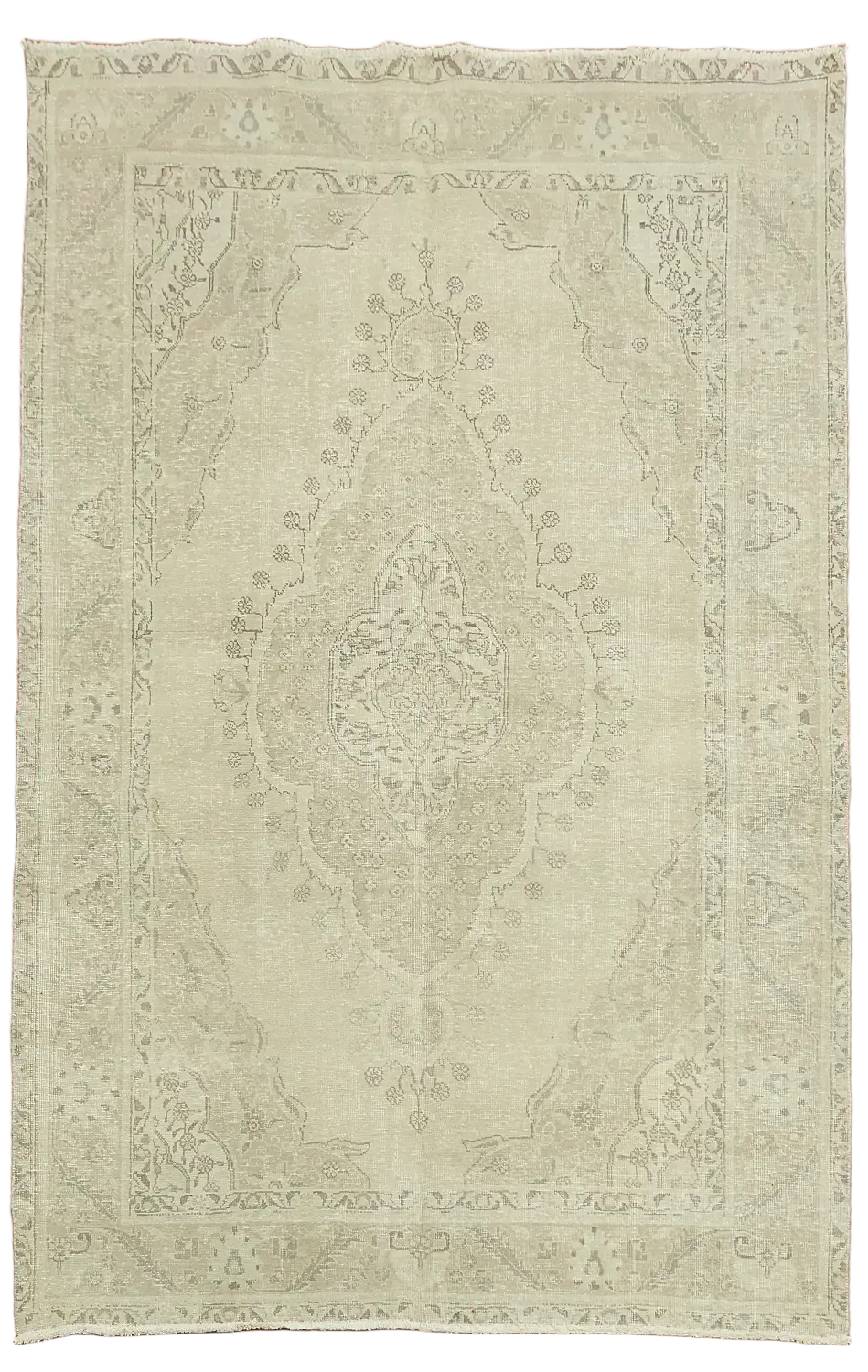 Geometric Distressed Vintage Tabriz Persian Area Rug 6'x10'