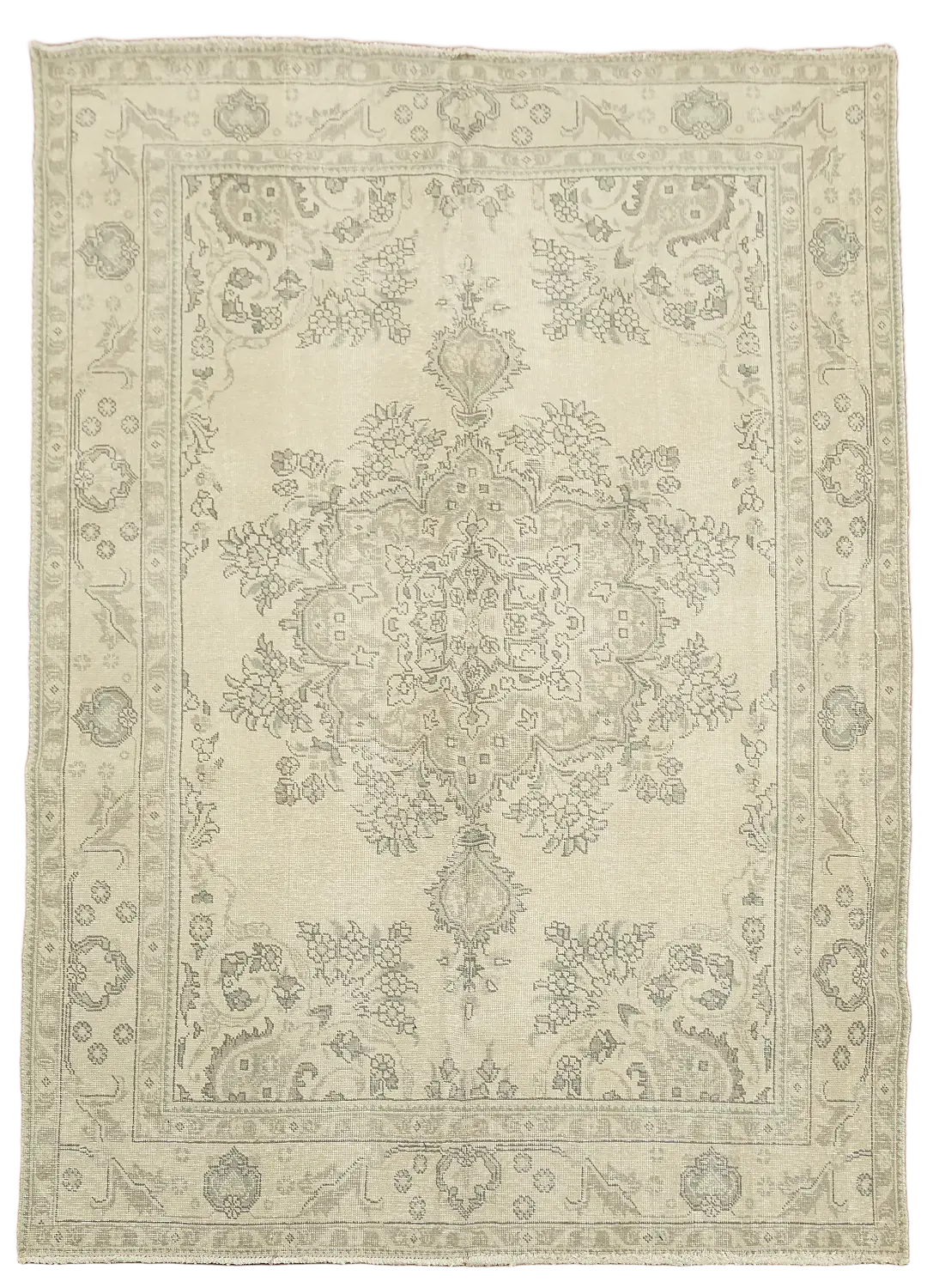 Subtle Neutral Toned Tabriz Vintage Persian Area Rug 6'x9'