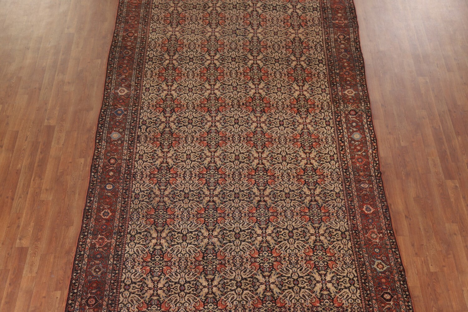 Pre-1900 Antique Vegetable Dye Sarouk Farhan Persian Rug 7x16