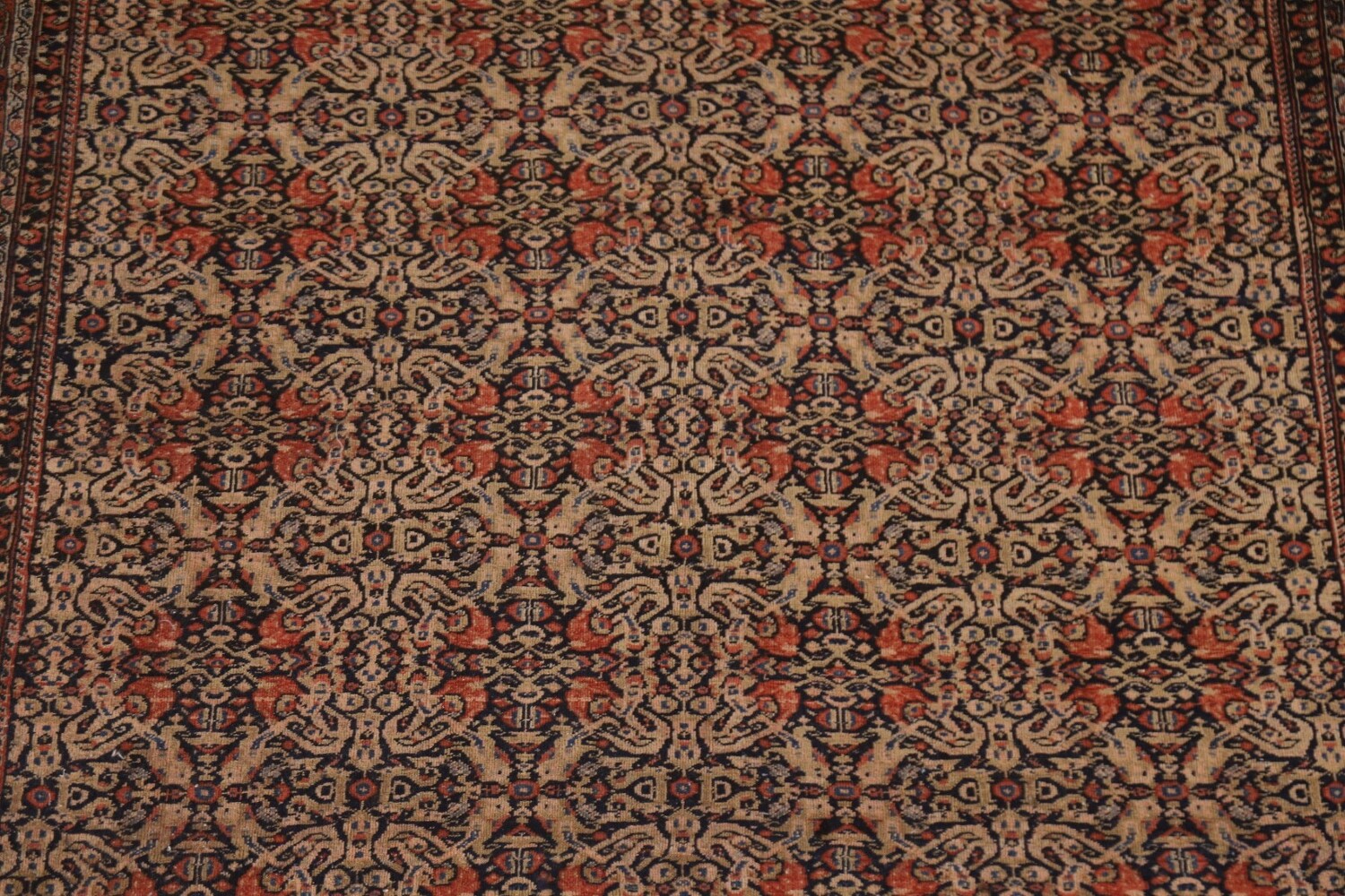 Pre-1900 Antique Vegetable Dye Sarouk Farhan Persian Rug 7x16