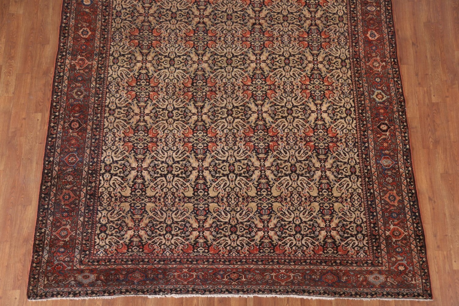 Pre-1900 Antique Vegetable Dye Sarouk Farhan Persian Rug 7x16