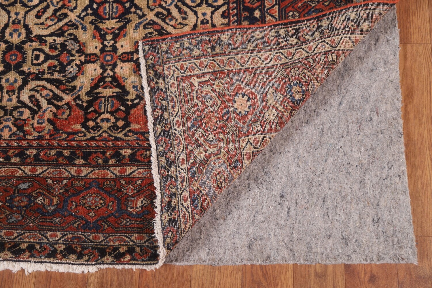 Pre-1900 Antique Vegetable Dye Sarouk Farhan Persian Rug 7x16