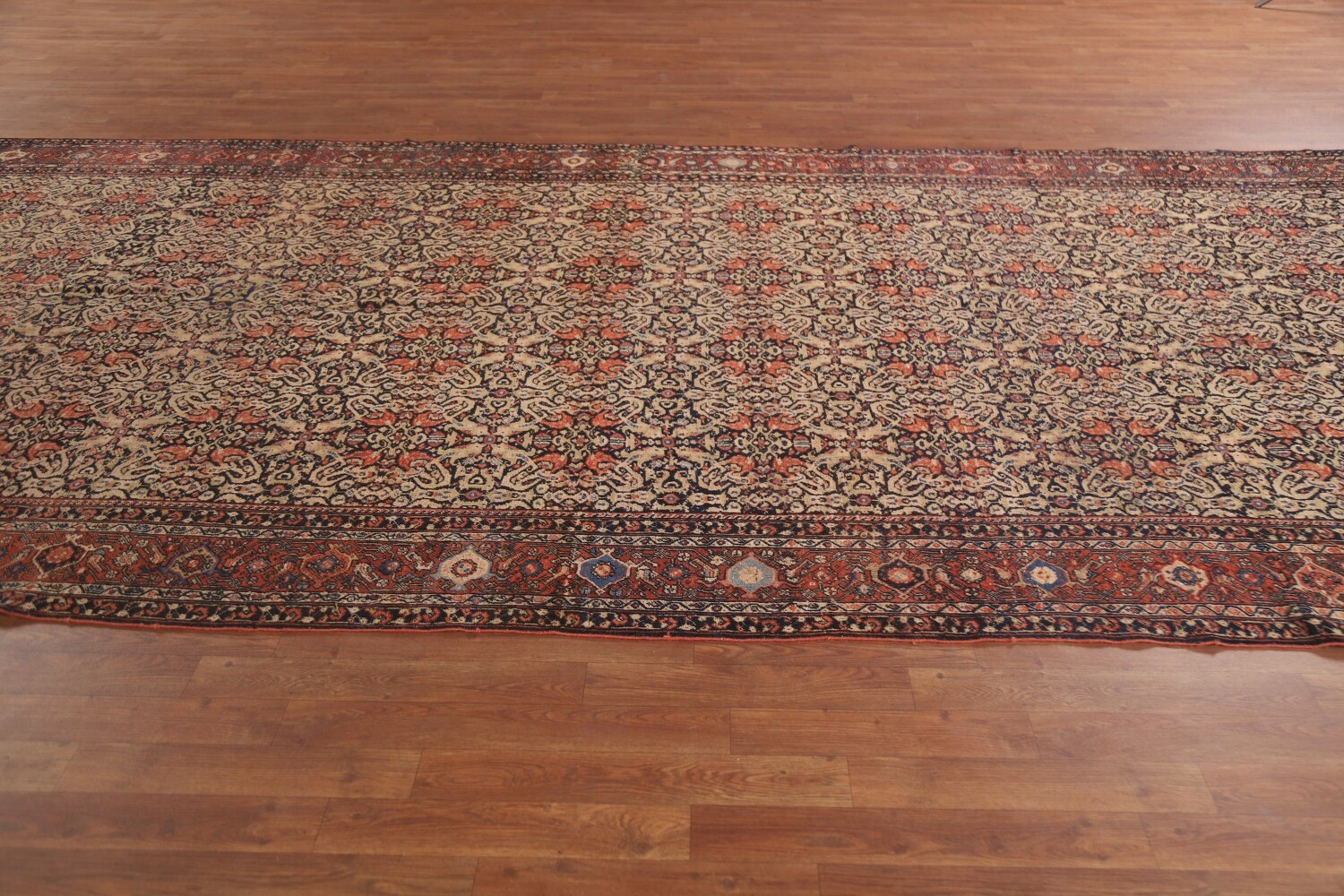 Pre-1900 Antique Vegetable Dye Sarouk Farhan Persian Rug 7x16