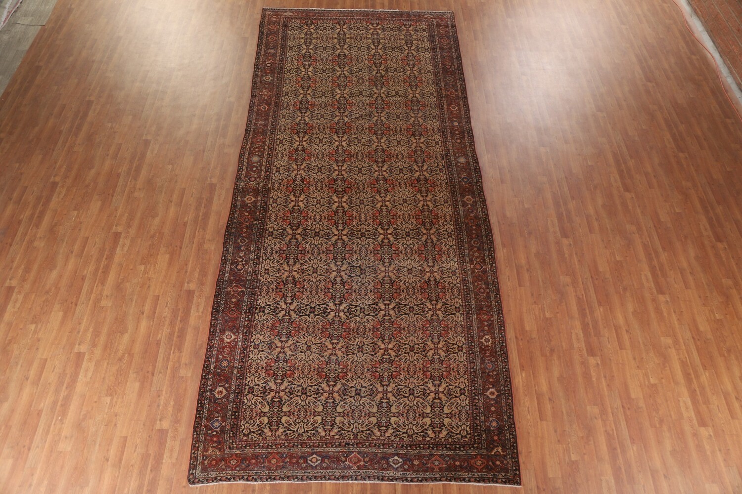 Pre-1900 Antique Vegetable Dye Sarouk Farhan Persian Rug 7x16