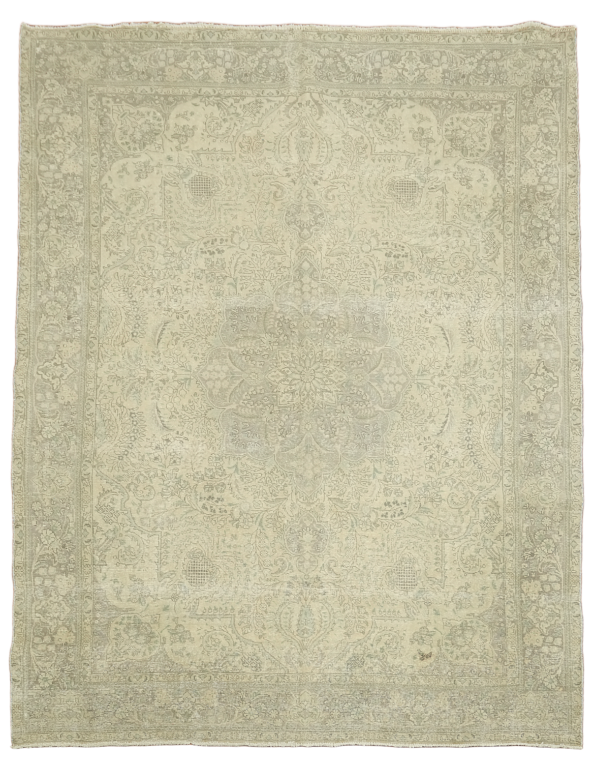 Vintage Muted Color Distressed Tabriz Persian Area Rug 10x12