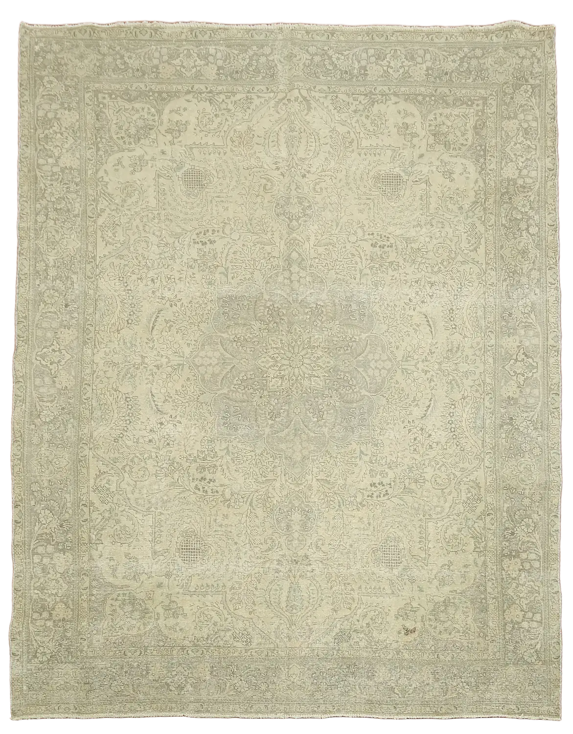 Vintage Muted Color Distressed Tabriz Persian Area Rug 10x12