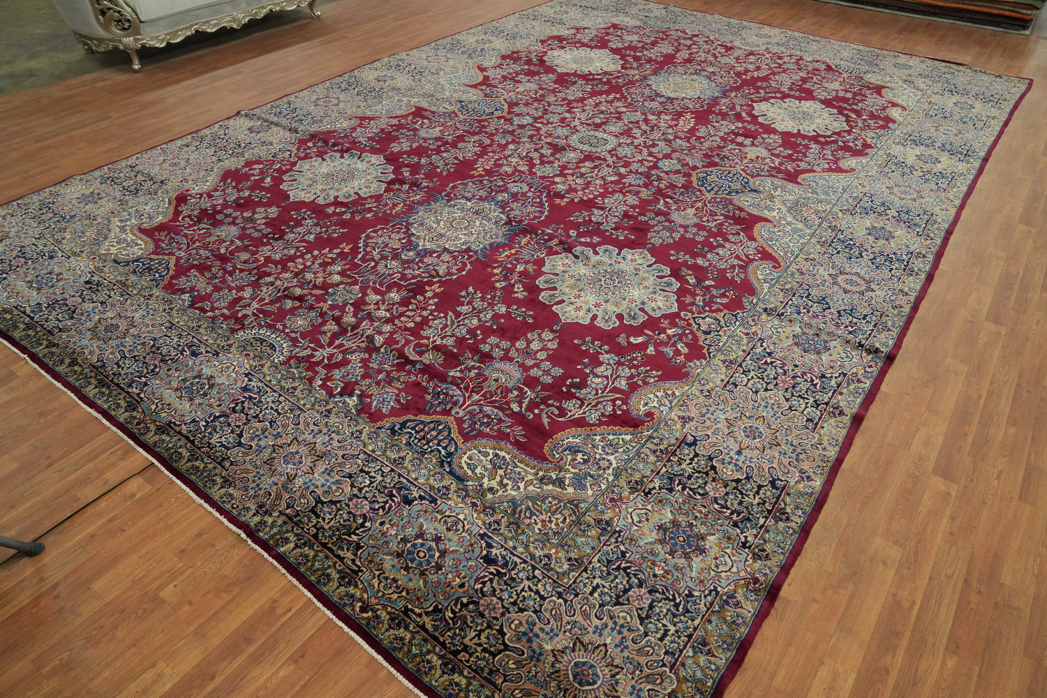 Vegetable Dye Antique Kerman Persian Rug 13x19
