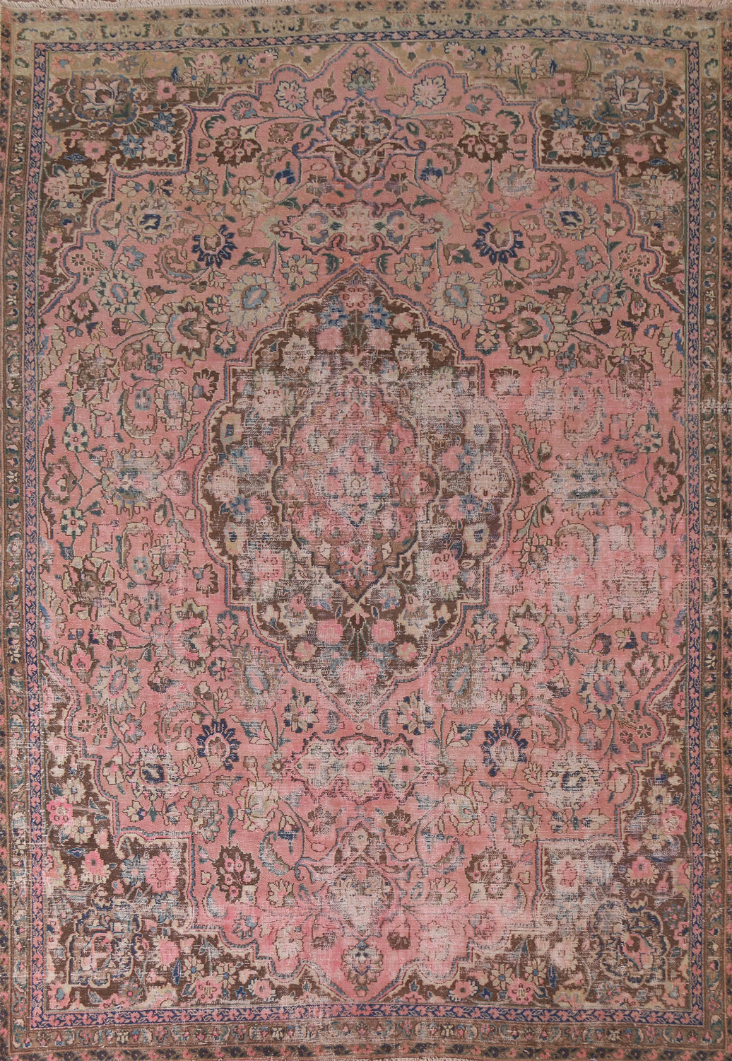 Pink Distressed Mashad Persian Area Rug 8x10