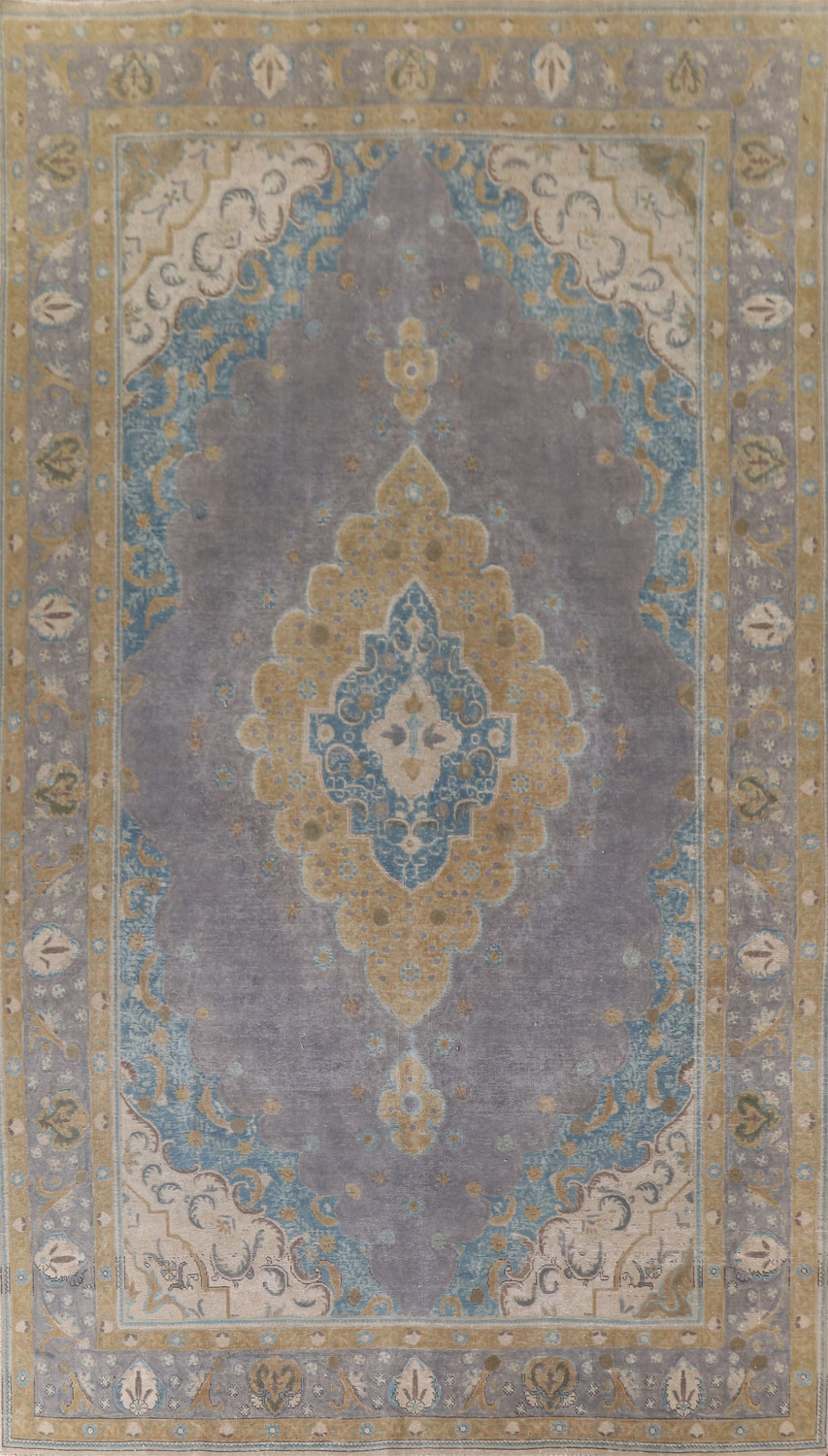 Distressed Over-Dyed Tabriz Large Persian Rug 9x16
