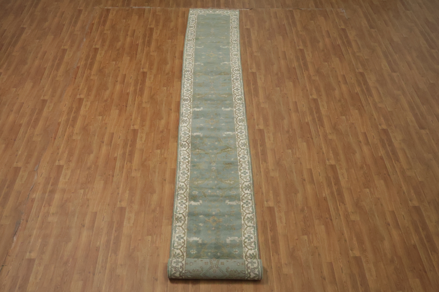 Gray Blue Oushak Oriental Runner Rug 3x19