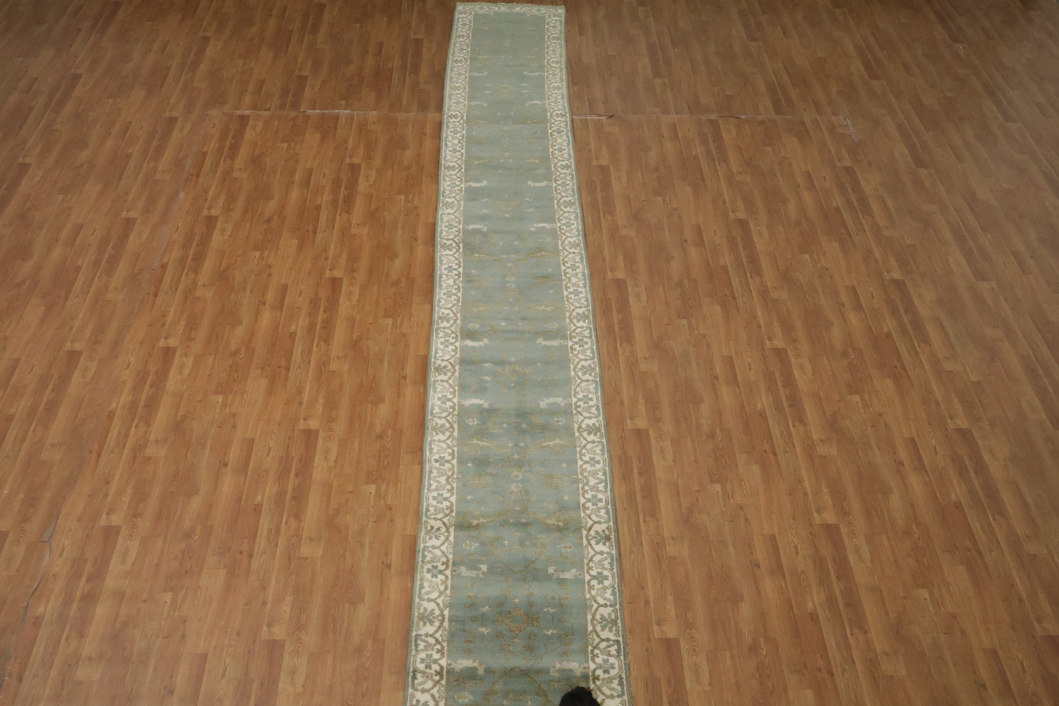 Gray Blue Oushak Oriental Runner Rug 3x19