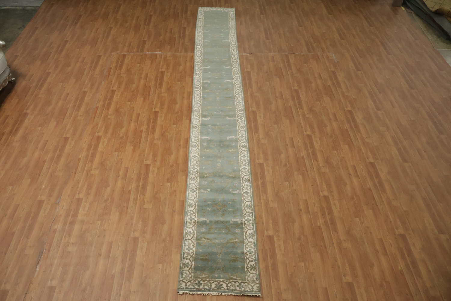 Gray Blue Oushak Oriental Runner Rug 3x19