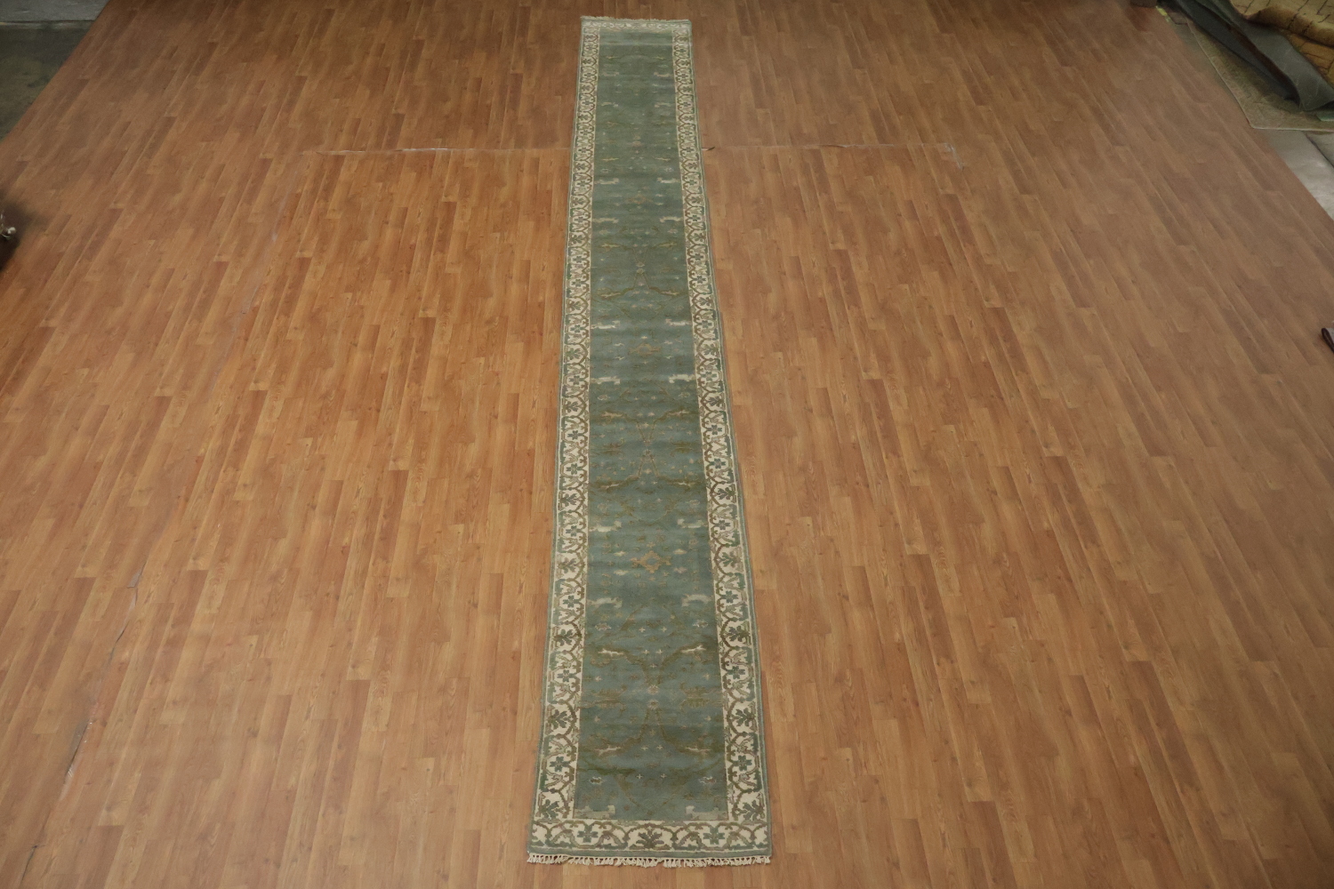 Gray Blue Oushak Oriental Runner Rug 3x19