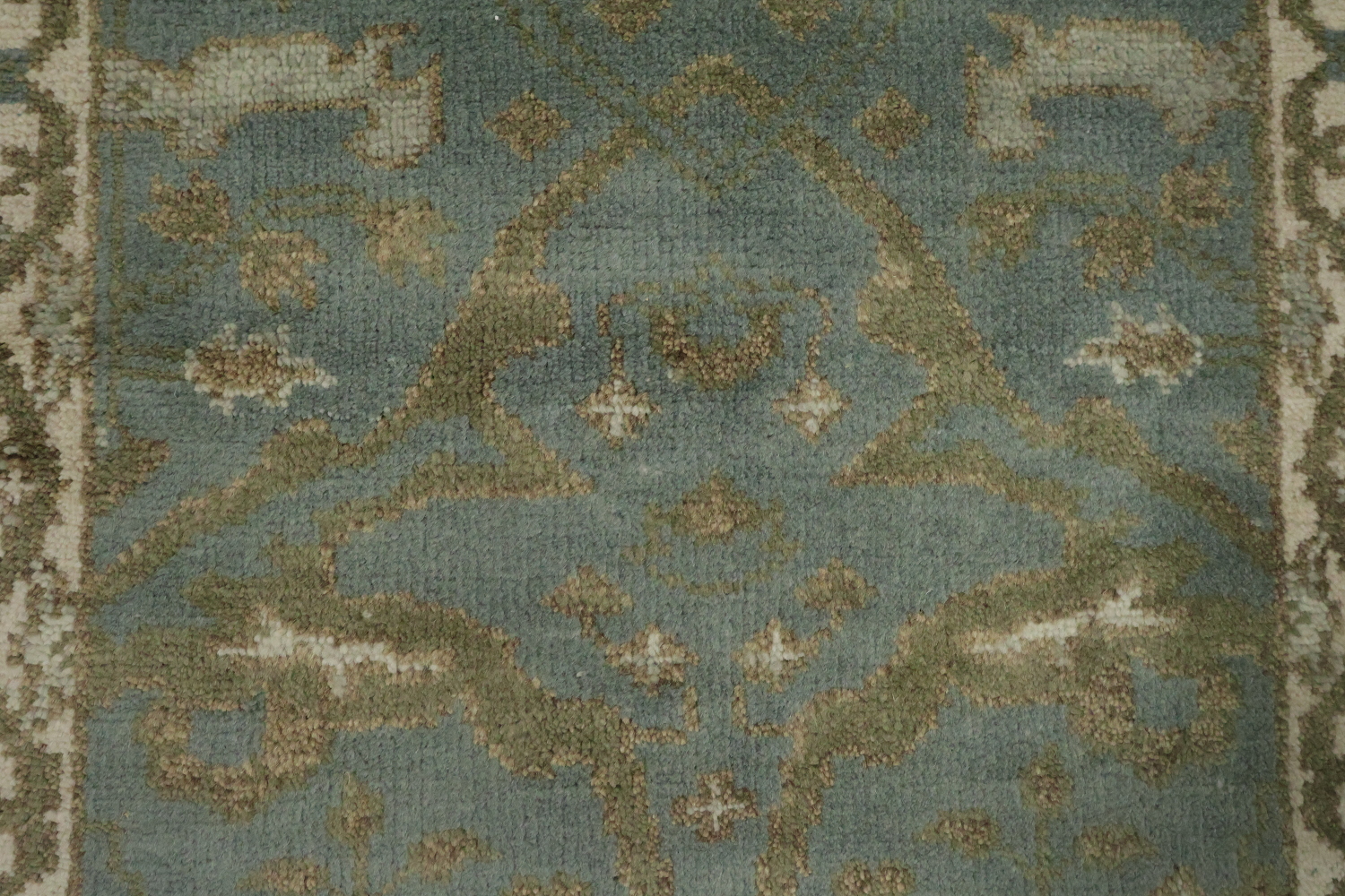 Gray Blue Oushak Oriental Runner Rug 3x19