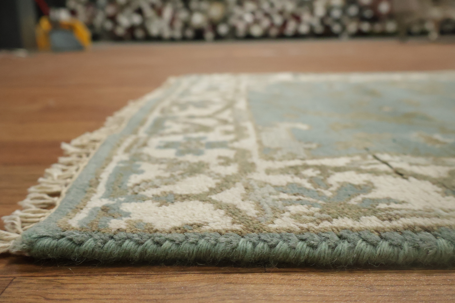 Gray Blue Oushak Oriental Runner Rug 3x19