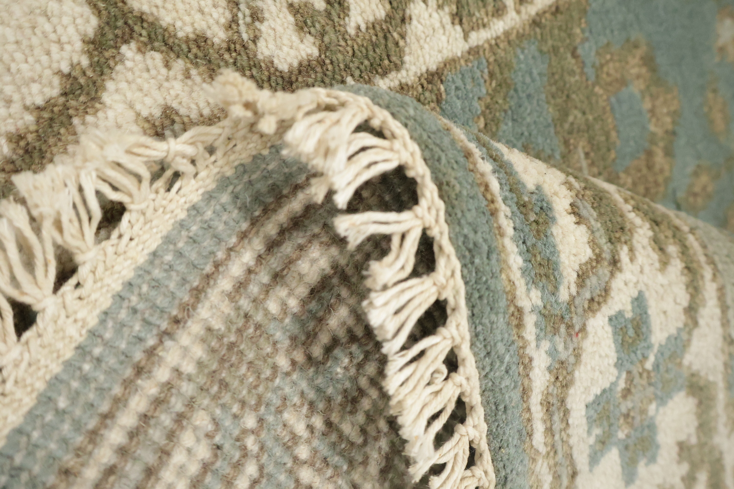 Gray Blue Oushak Oriental Runner Rug 3x19