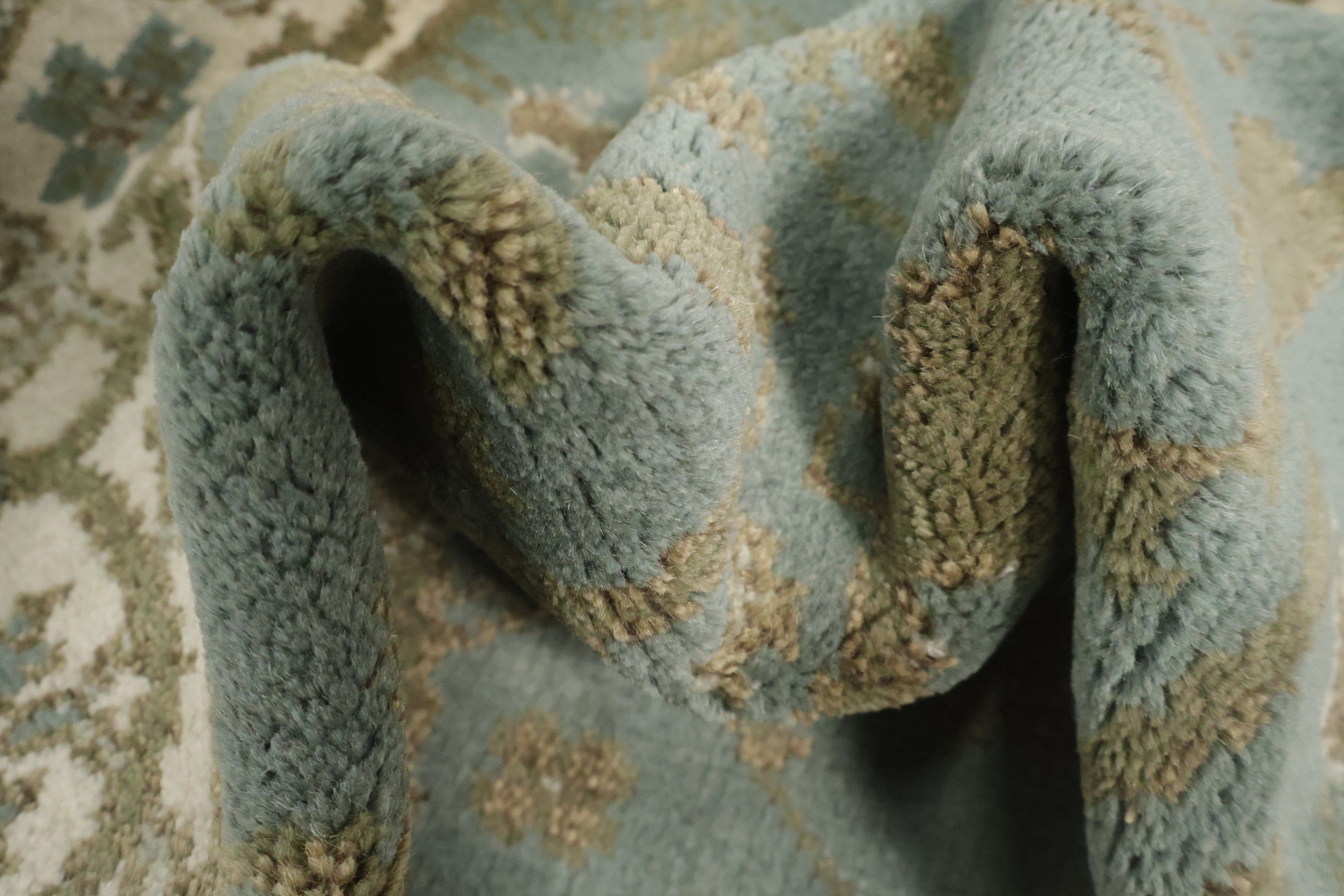 Gray Blue Oushak Oriental Runner Rug 3x19