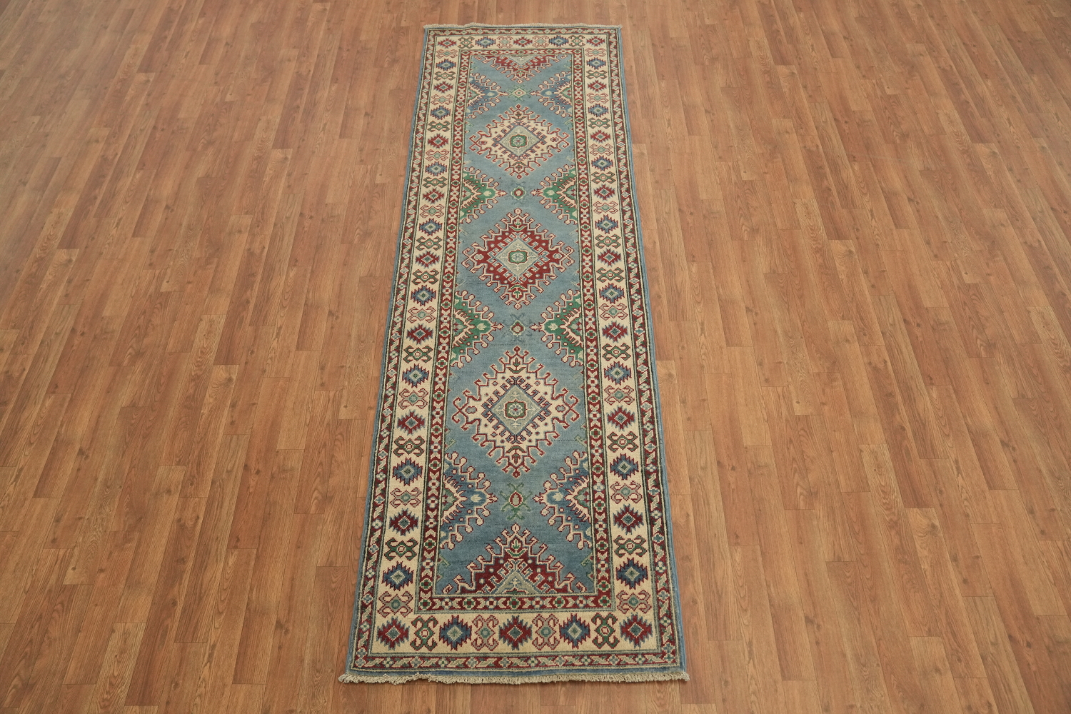 Blue Kazak South Western Runner Rug 3x9