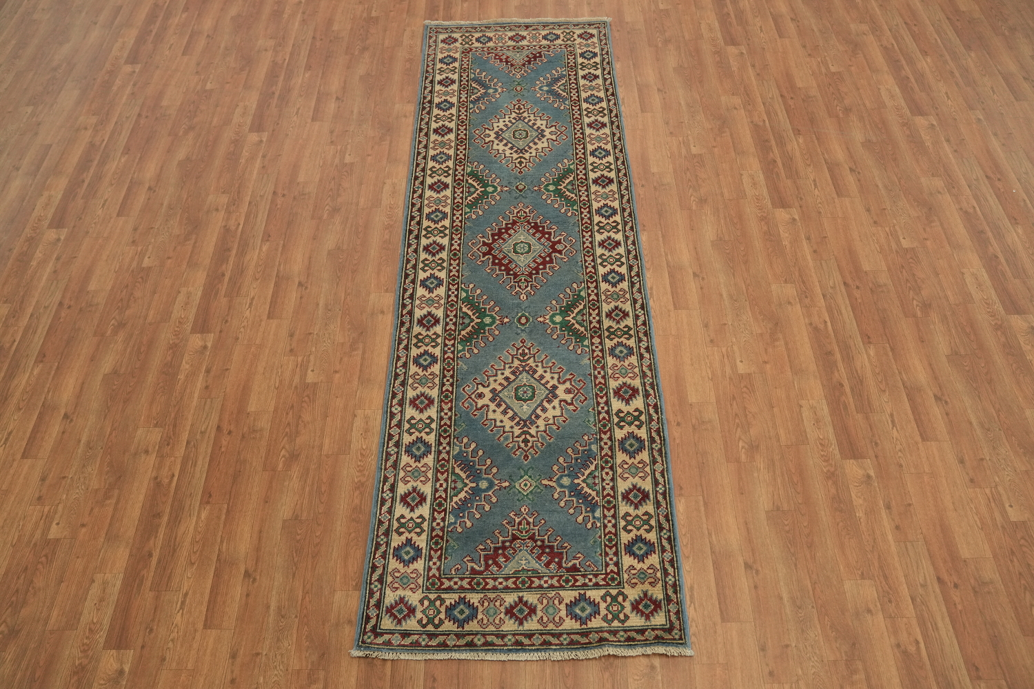 Blue Kazak South Western Runner Rug 3x9