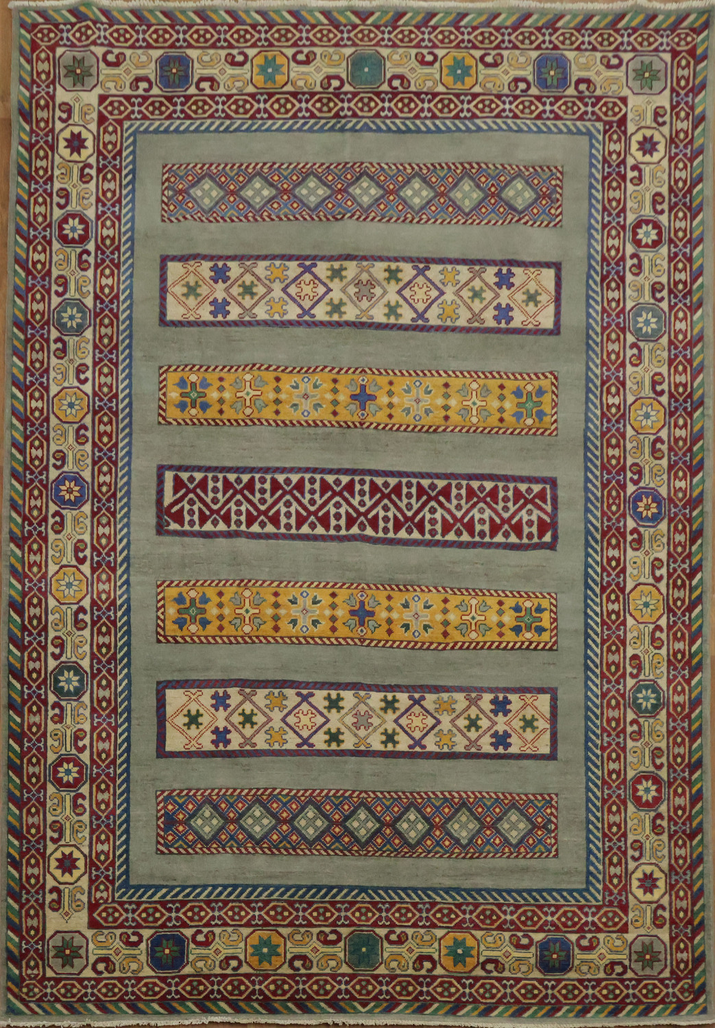 Geometric Kazak Oriental Area Rug 7x10