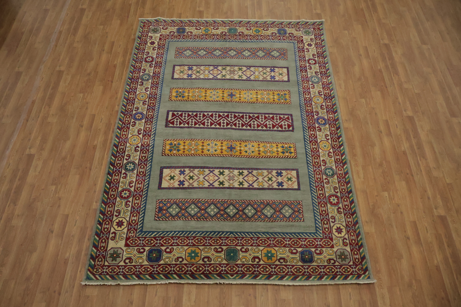 Geometric Kazak Oriental Area Rug 7x10