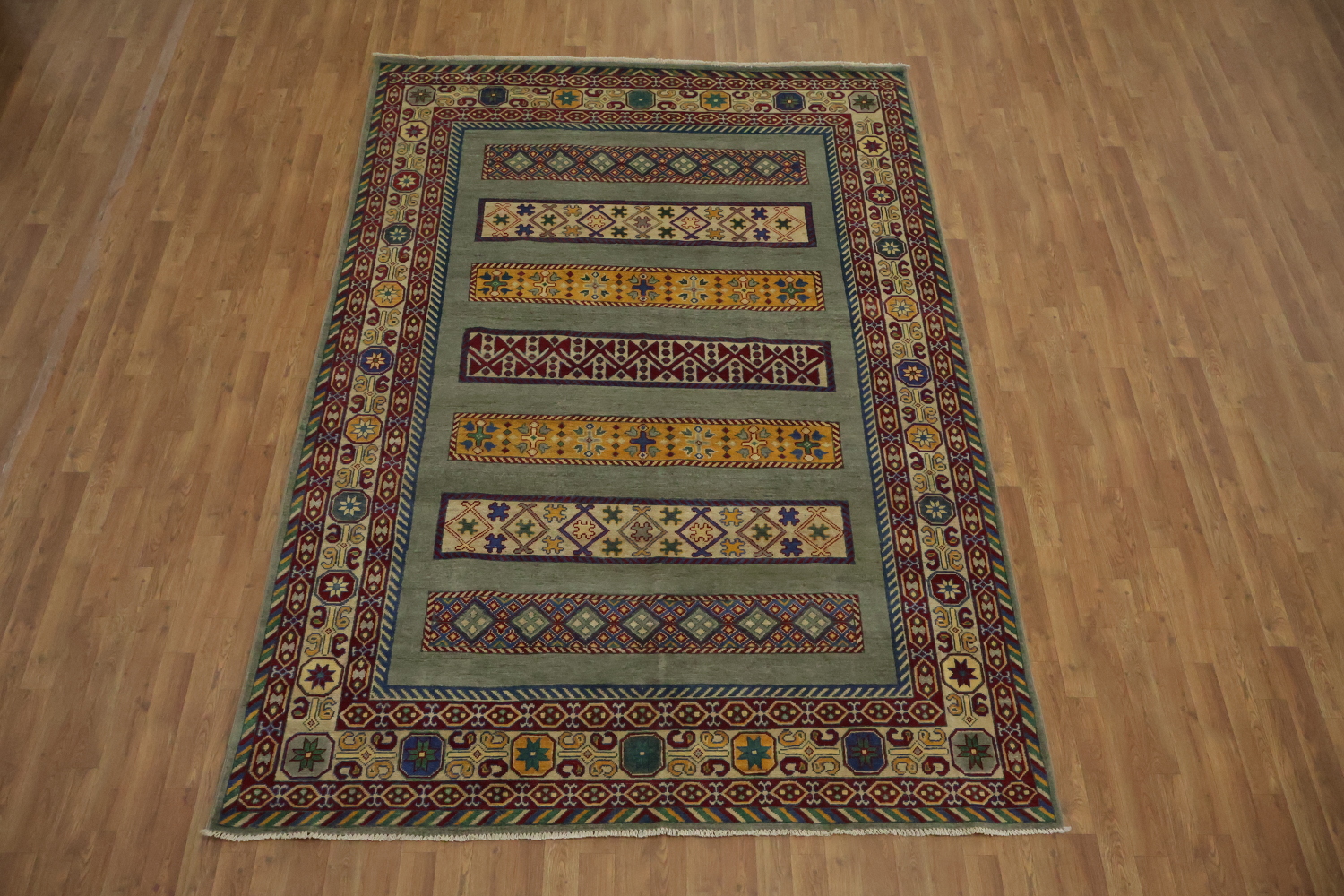 Geometric Kazak Oriental Area Rug 7x10