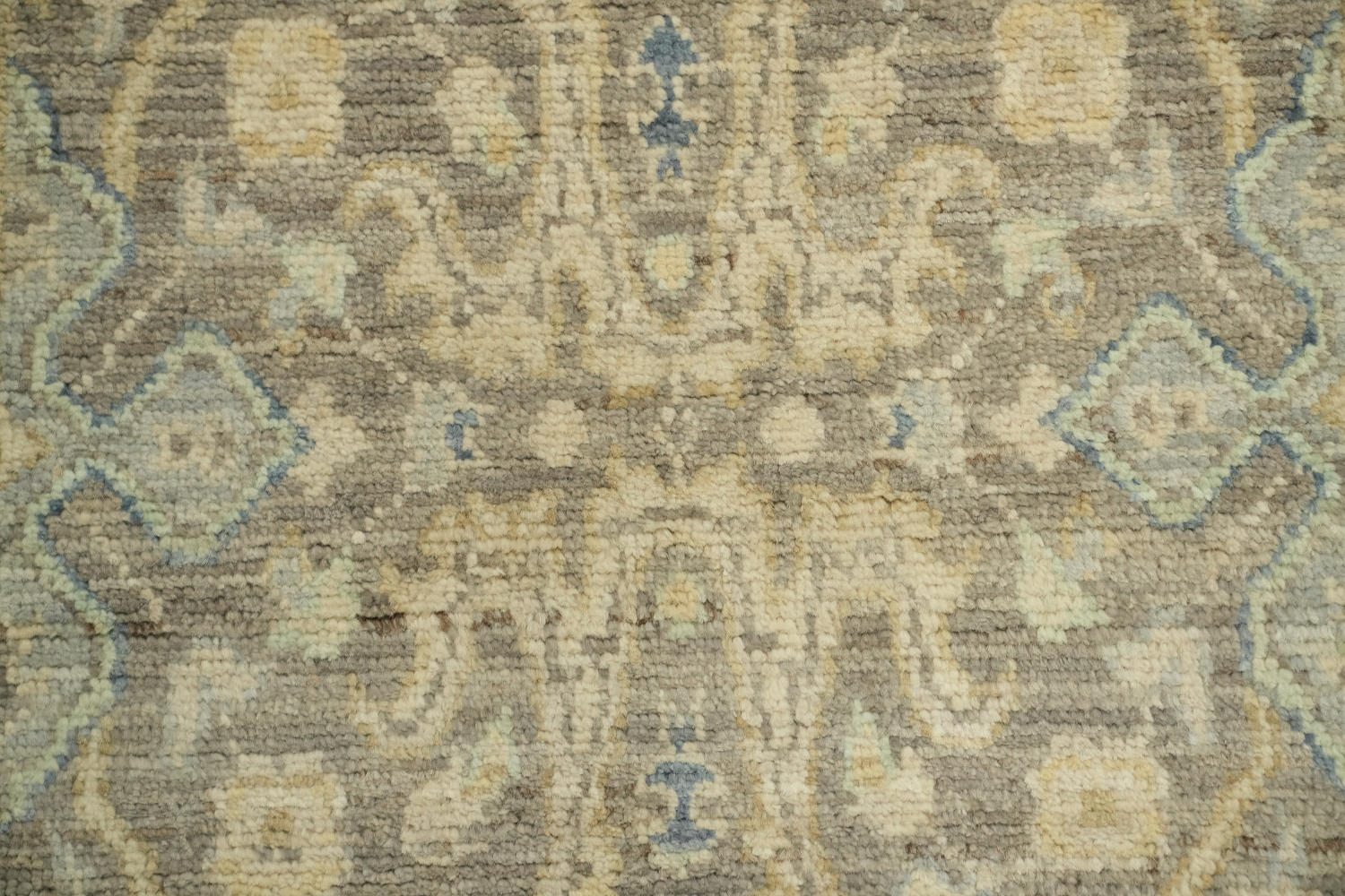 Brown Floral Oushak Vegetable Dye Runner Rug 2x12