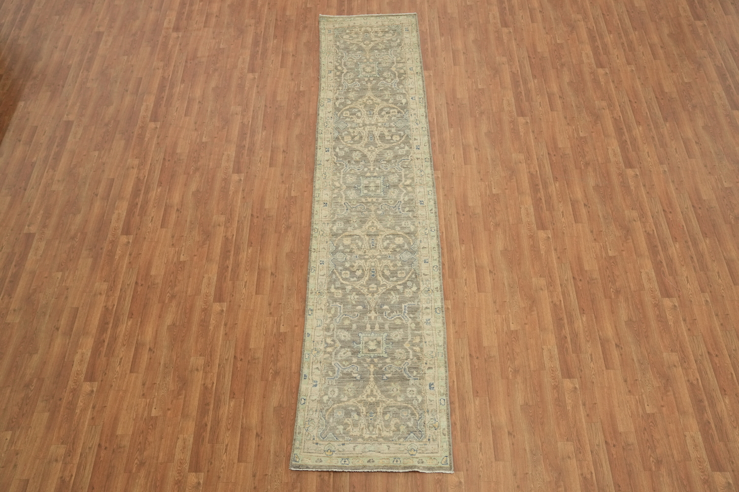 Vegetable Dye Oushak Turkish Runner Rug 3x12