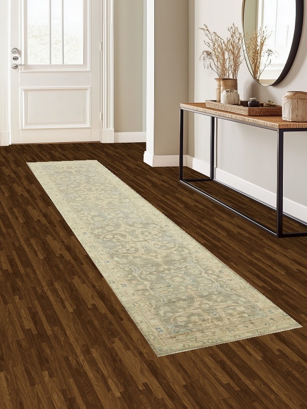 Vegetable Dye Oushak Turkish Runner Rug 3x12