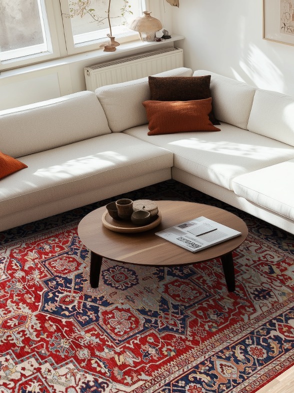 Geometric Heriz Serapi Vegetable Dye Area Rug 8x10