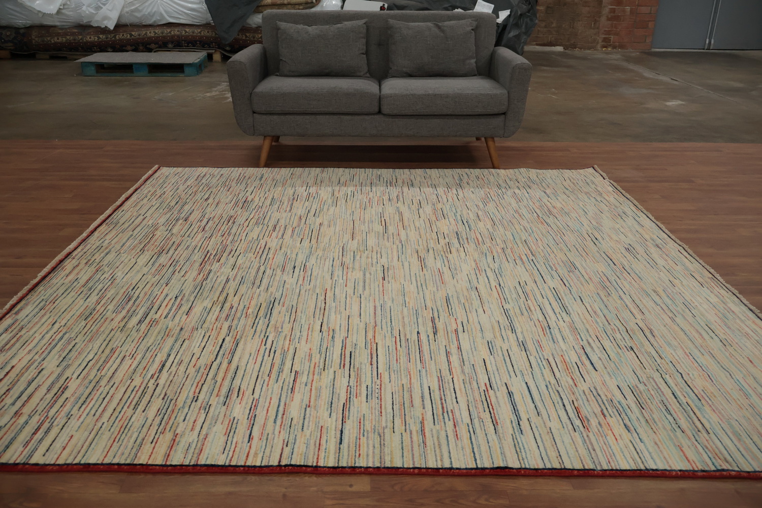 Elegant Striped Gabbeh Area Rug 8x8 for Contemporary Living Spaces