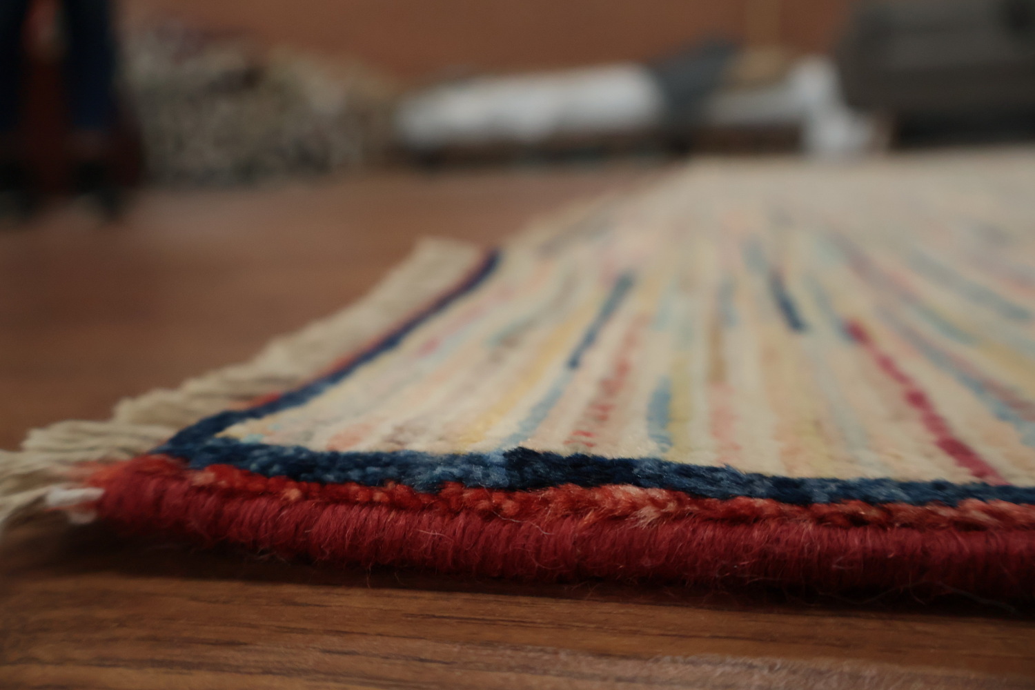 Elegant Striped Gabbeh Area Rug 8x8 for Contemporary Living Spaces