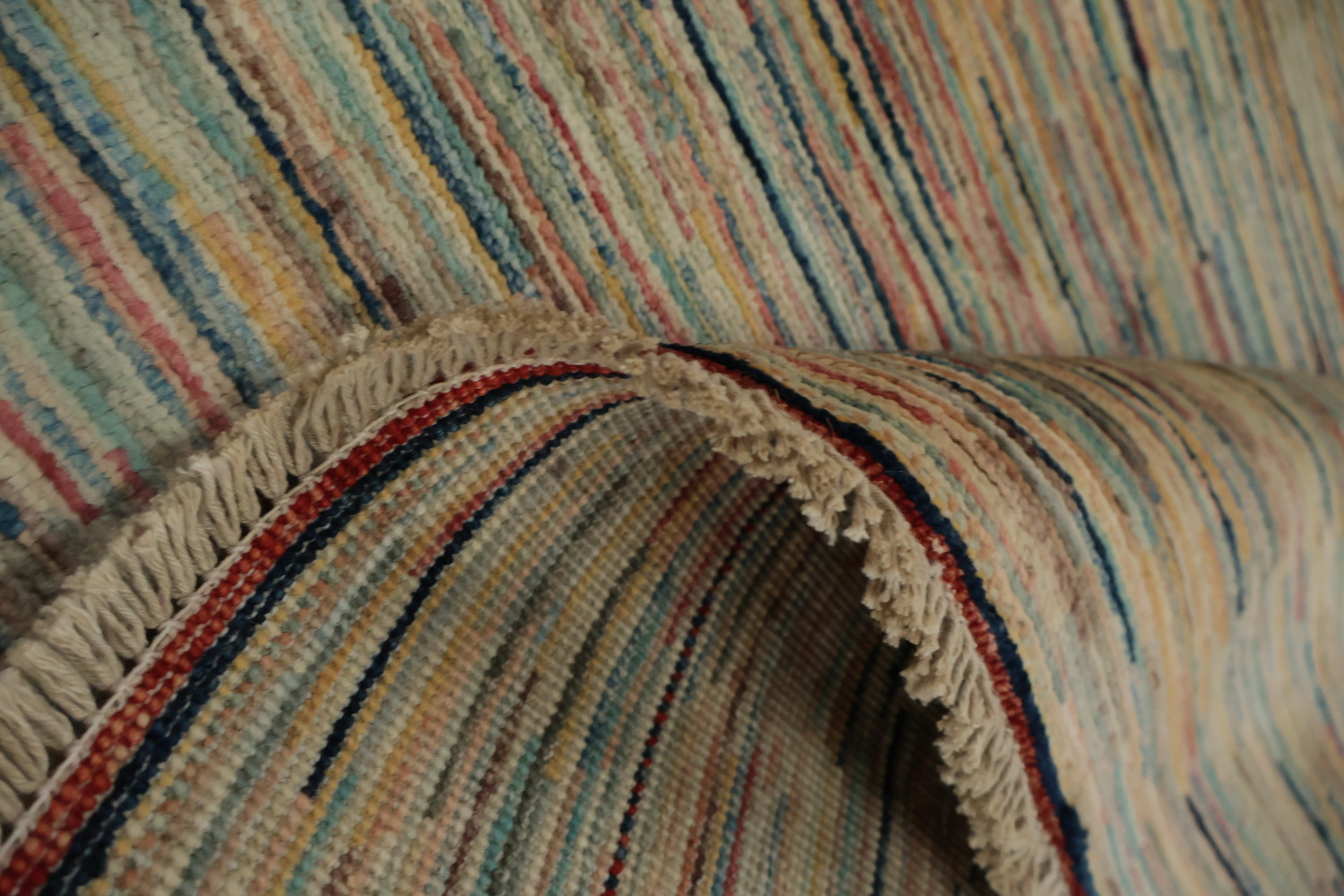 Elegant Striped Gabbeh Area Rug 8x8 for Contemporary Living Spaces