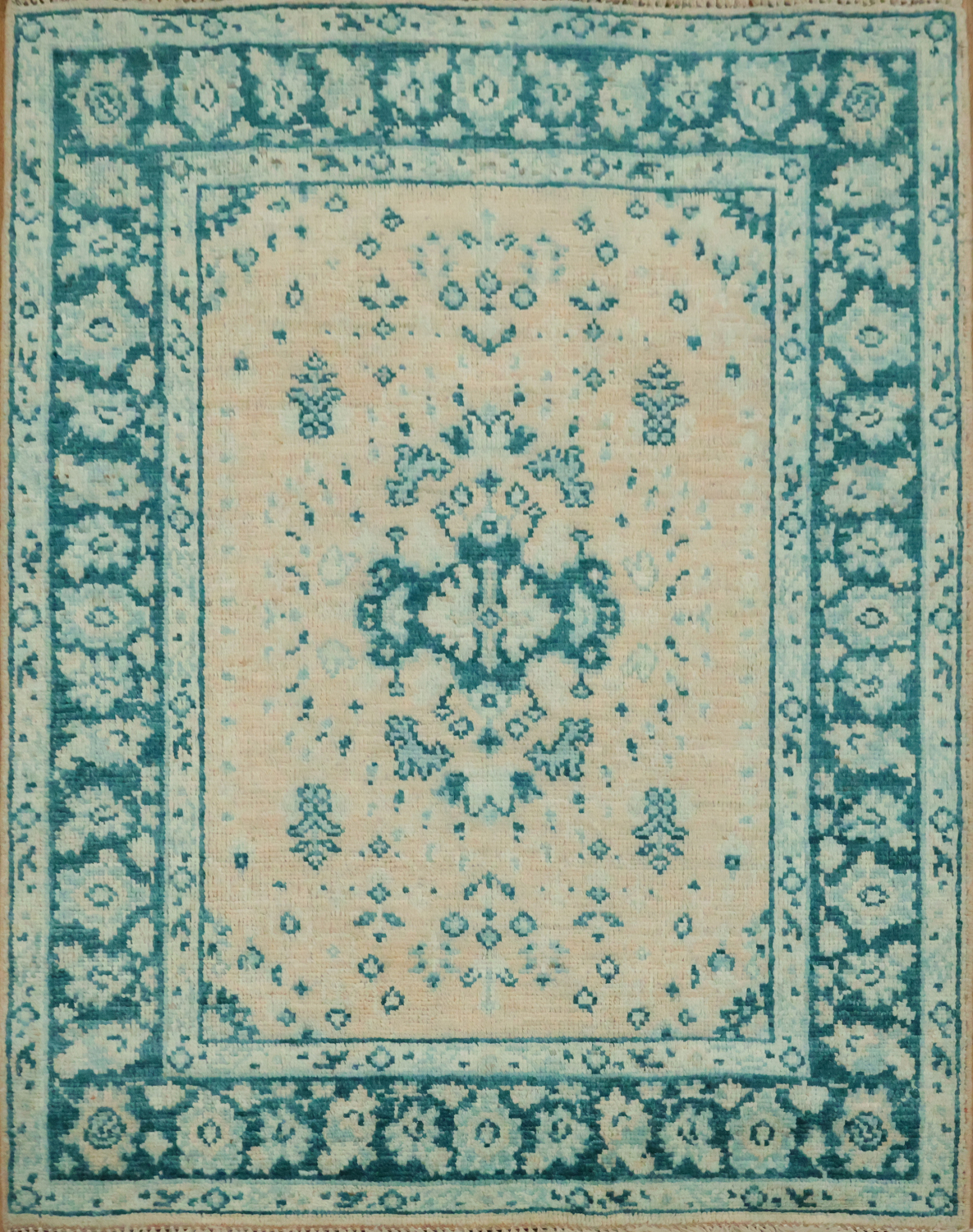 Vegetable Dye Oushak Turkish Foyer Rug 3x4