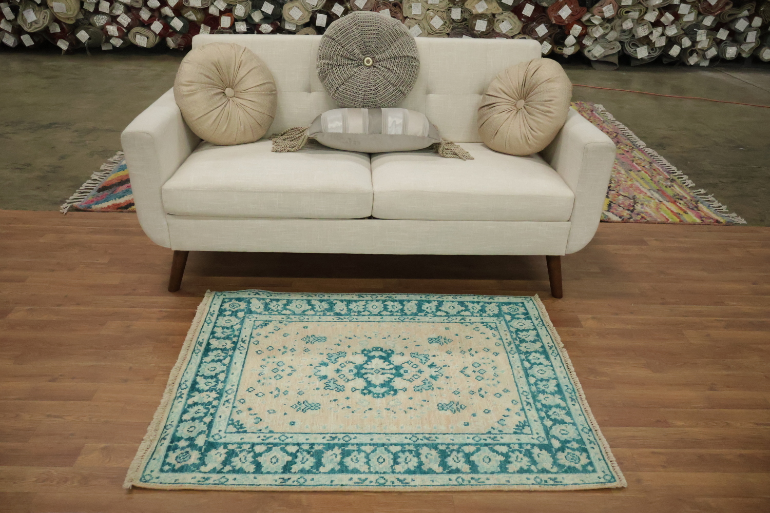 Vegetable Dye Oushak Turkish Foyer Rug 3x4