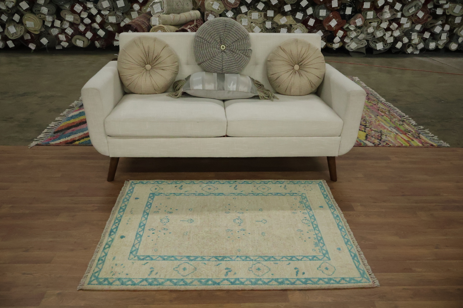 Muted Oushak Vegetable Dye Accent Rug 3x4