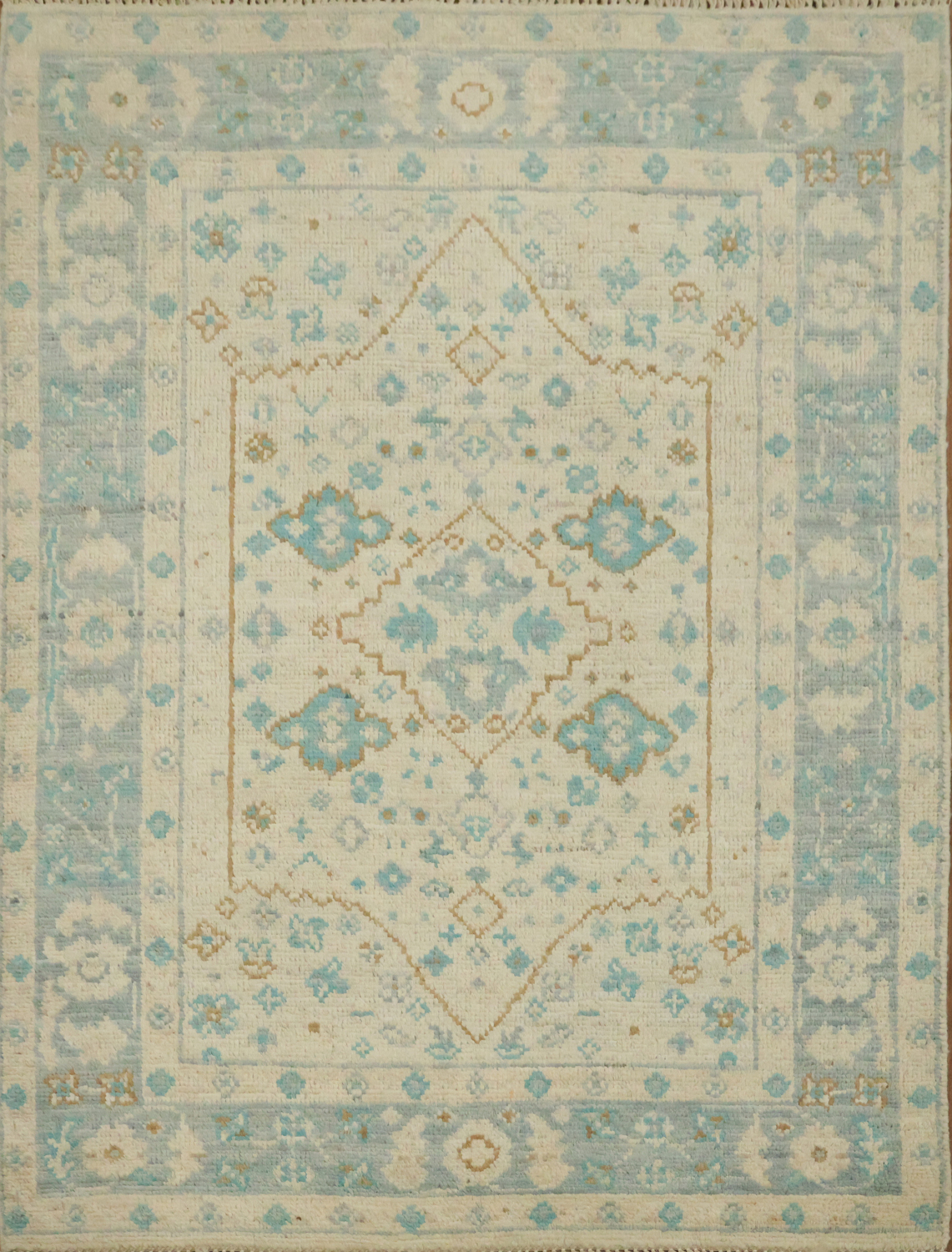Vegetable Dye Oushak Turkish Foyer Rug 3x4