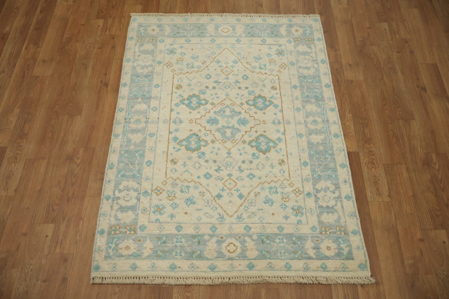 Vegetable Dye Oushak Turkish Foyer Rug 3x4