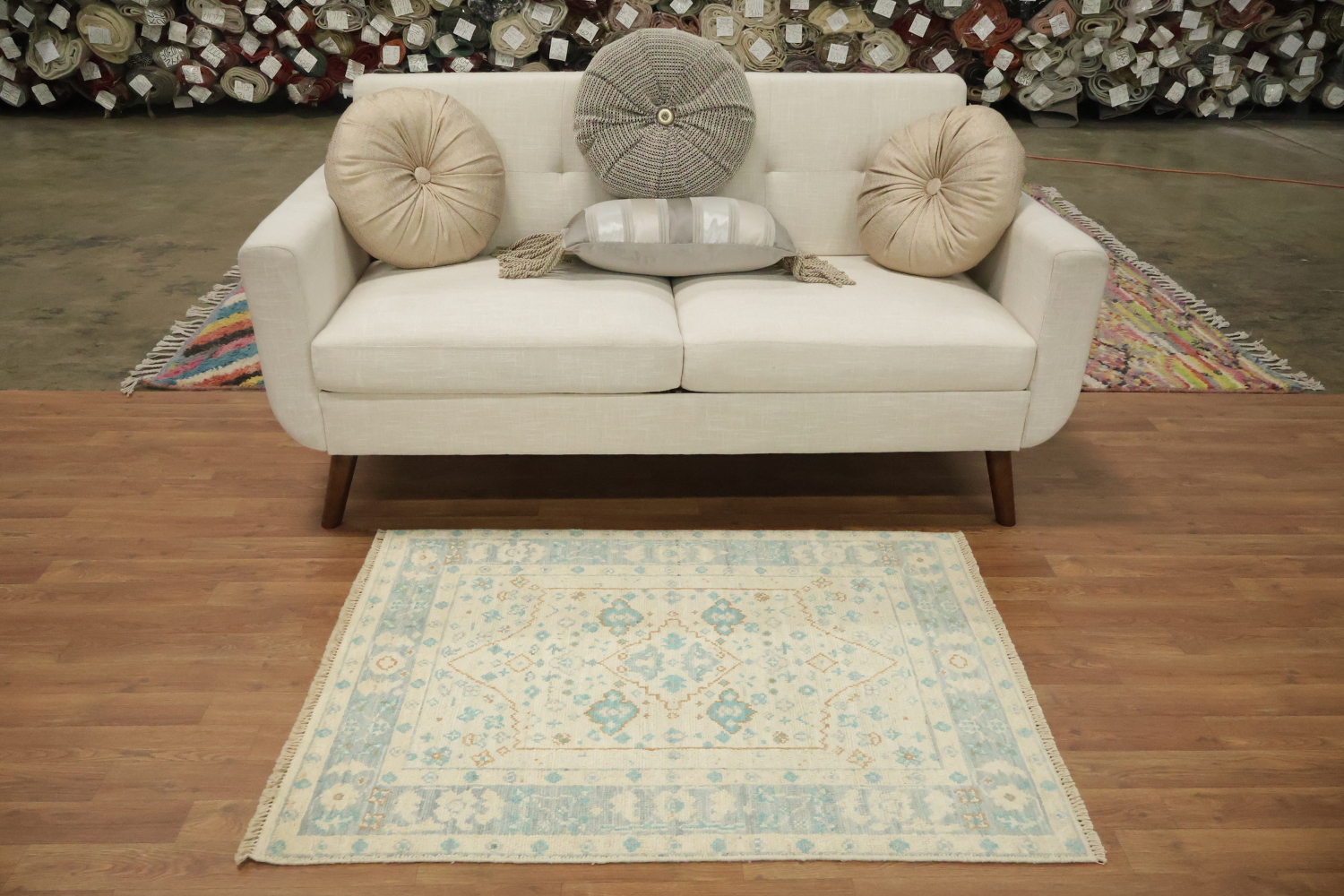 Vegetable Dye Oushak Turkish Foyer Rug 3x4