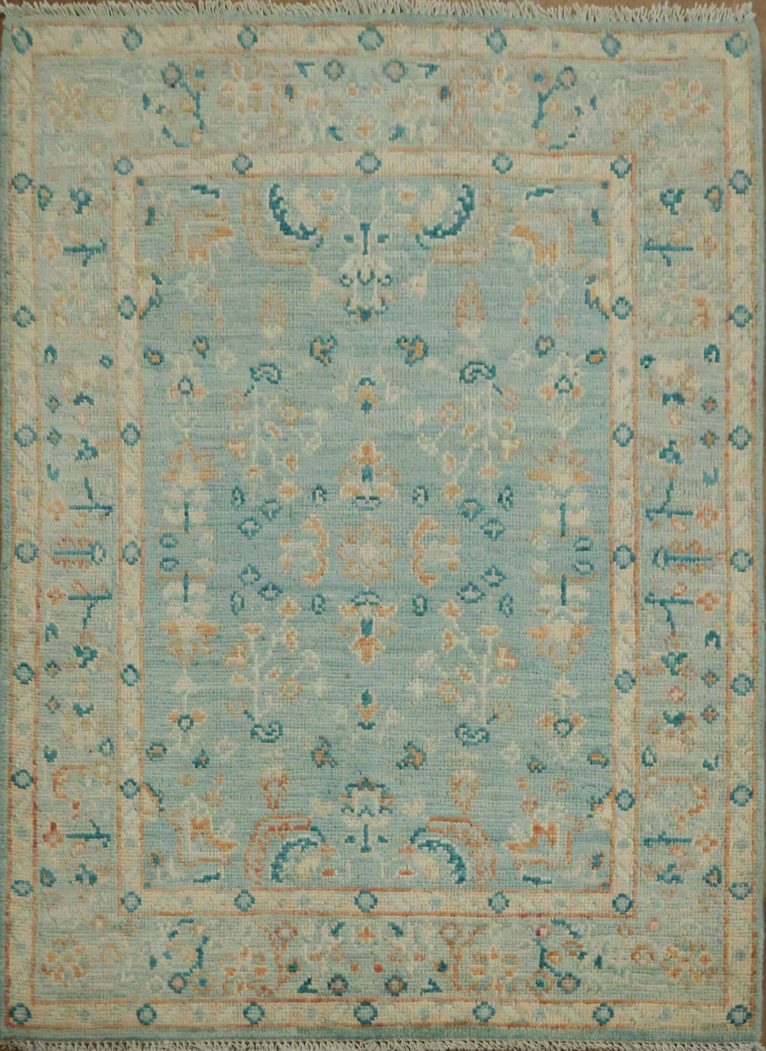 Vegetable Dye Oushak Turkish Foyer Rug 3x4